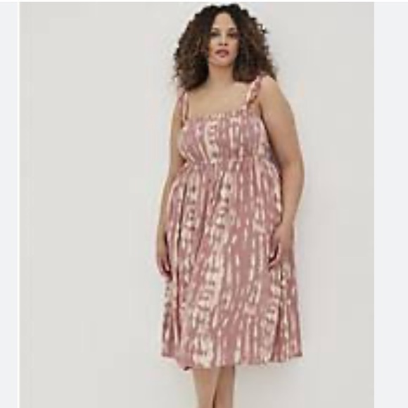 torrid Dresses & Skirts - Torrid Plus Size‎ 3X Pink Tie Dye Print Smocked Sleeveless Midi Dress